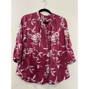 Nordstrom Classiques Entier Size XS Silk Blend Blouse Top Floral Excellent